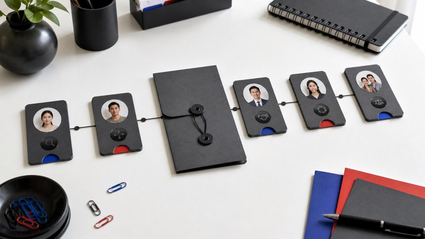Các thẻ hồ sơ khách hàng được kết nối giữa những điểm chạm Marketing, Sales và chăm sóc sau bán.