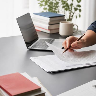 Biên tập viên rà soát bản thảo để hoàn thiện một bài viết SEO