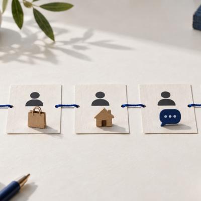 Các điểm giao dịch nối tiếp trên một đường thời gian, minh họa giá trị khách hàng tích lũy sau chi phí thu hút ban đầu.